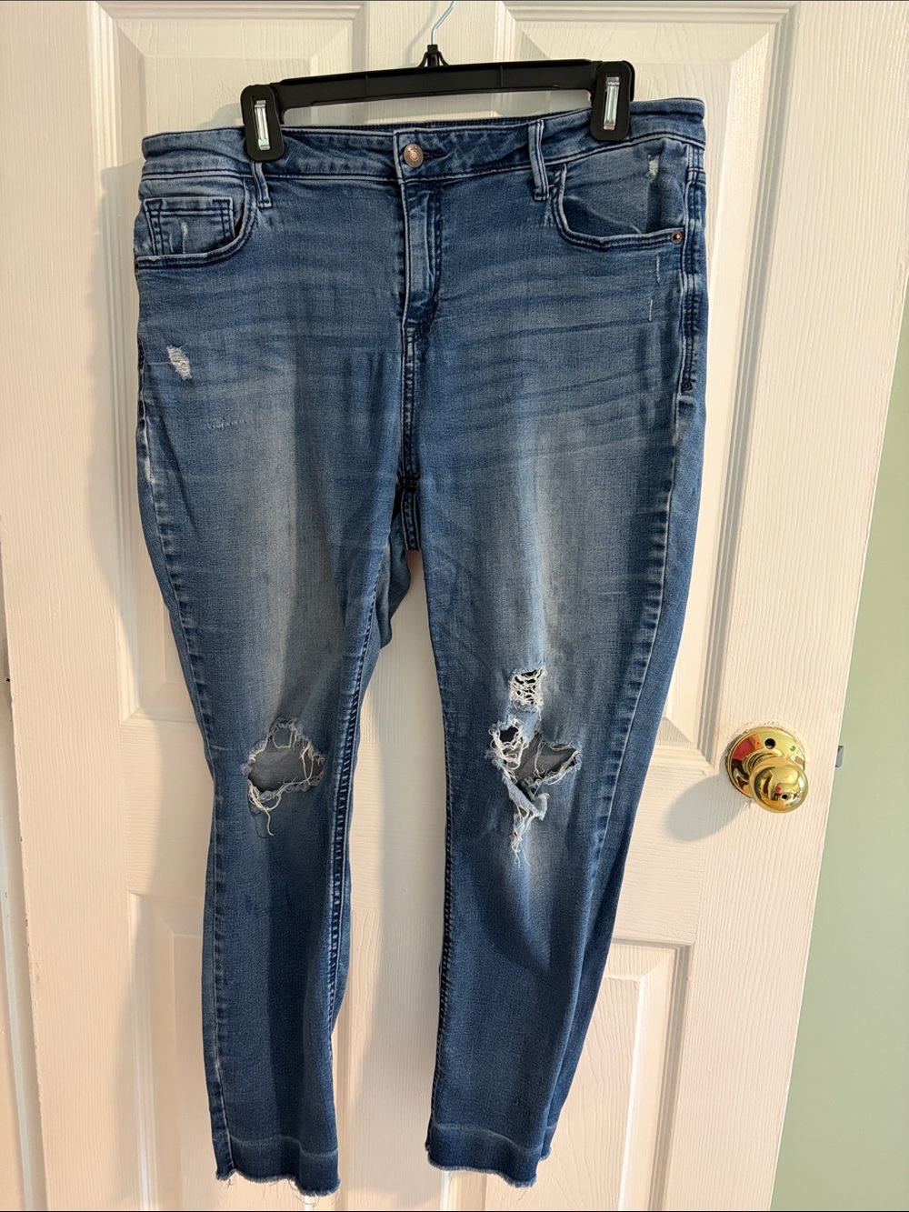 Old Navy Rockstar Super Skinny Ankle Women’s Distressed Blue Jeans, 25”